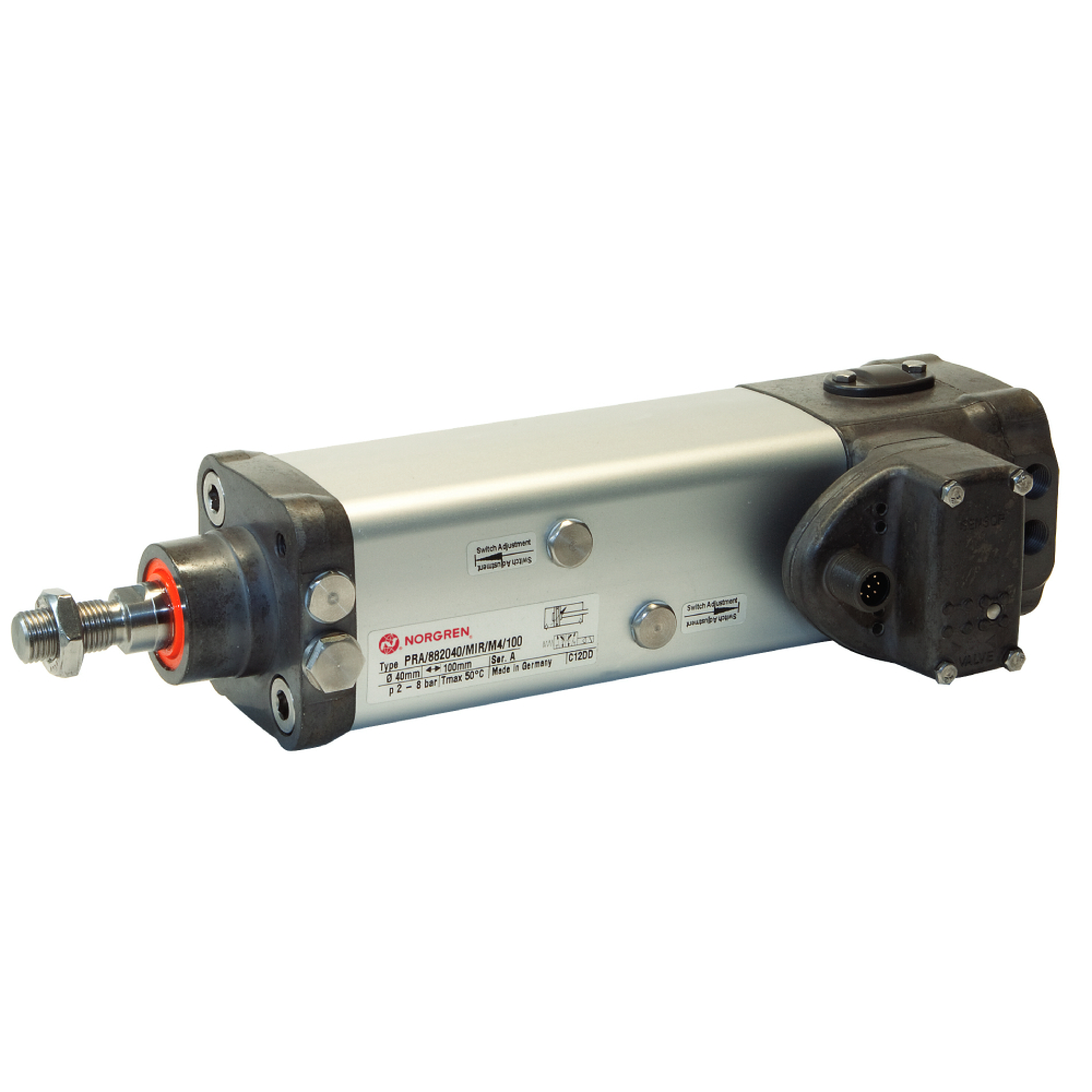 PRA/882032/MIB/M4/50 Actuador y válvula de control integrados, perfil cleanline, diámetro 32mm, carrera 50mm, 5/2 Sol/Sol