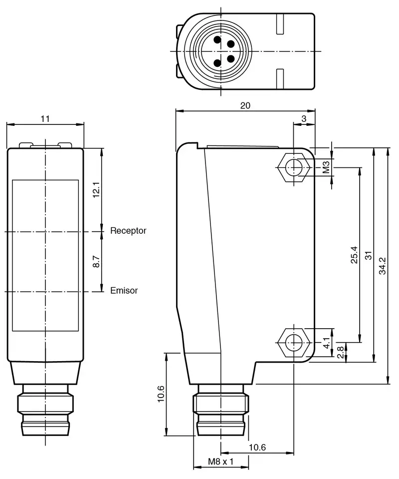 ML100-8-H-350-RT/95/103 Sensor óptico de reflexión con difusión de fondo - Imagen 4