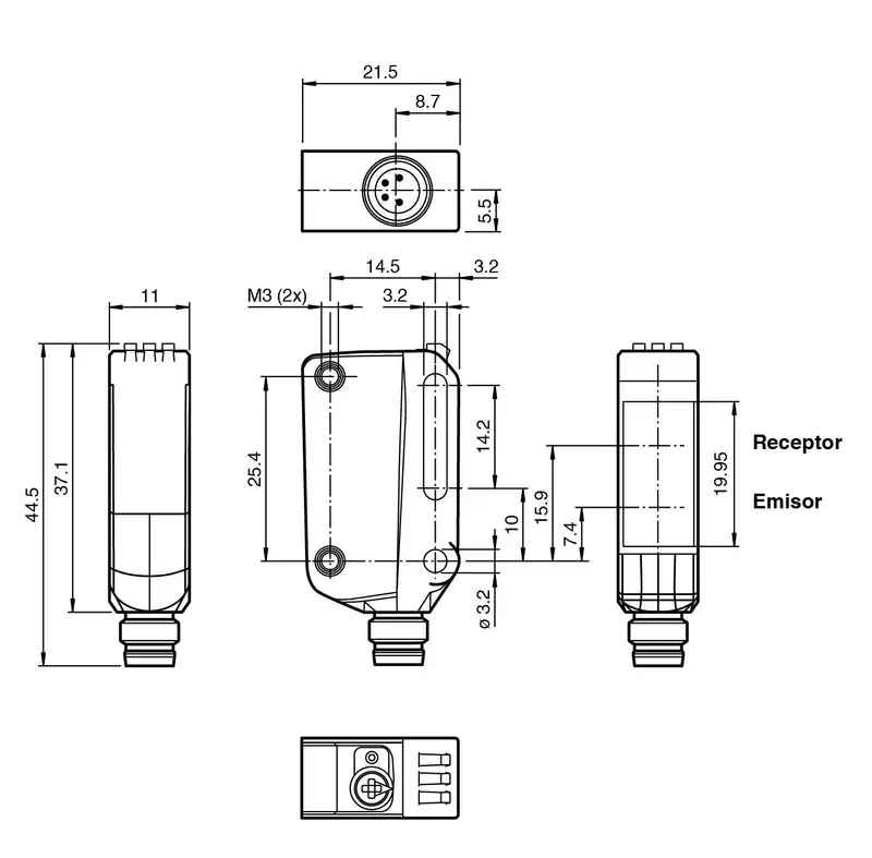 OBR7500-R100-2EP-IO-V31 Sensor óptico de barrera por reflexión - Imagen 4