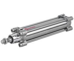 KA/802032/M/80  Cilindro de acero inoxidable de doble efecto con tirantes ISOLine, 32 mm de diámetro, 80 mm de carrera